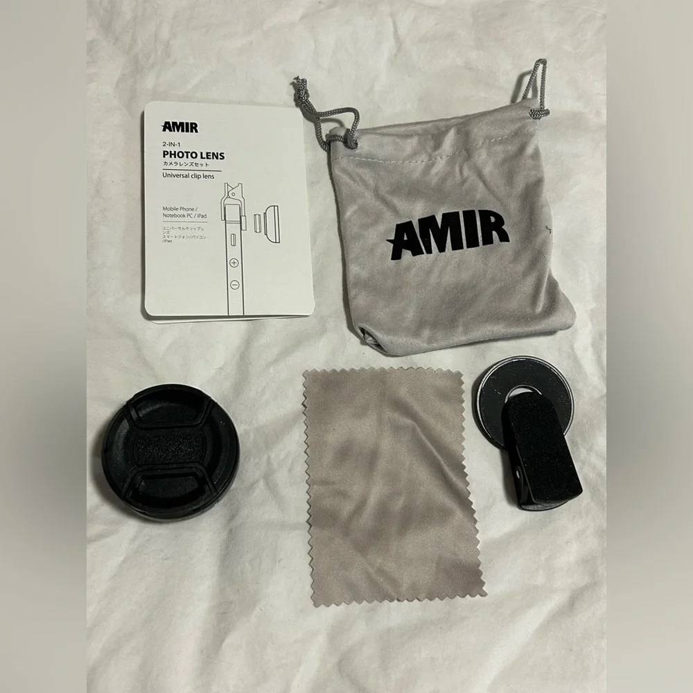 Amir photo clip lens 2 in 1 camera smartphone universal iPhone android wide iPad